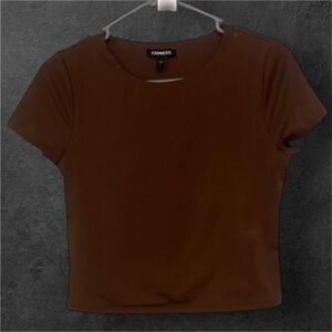 Express Brown Crop Top Fitted Short Sleeve Size Medium